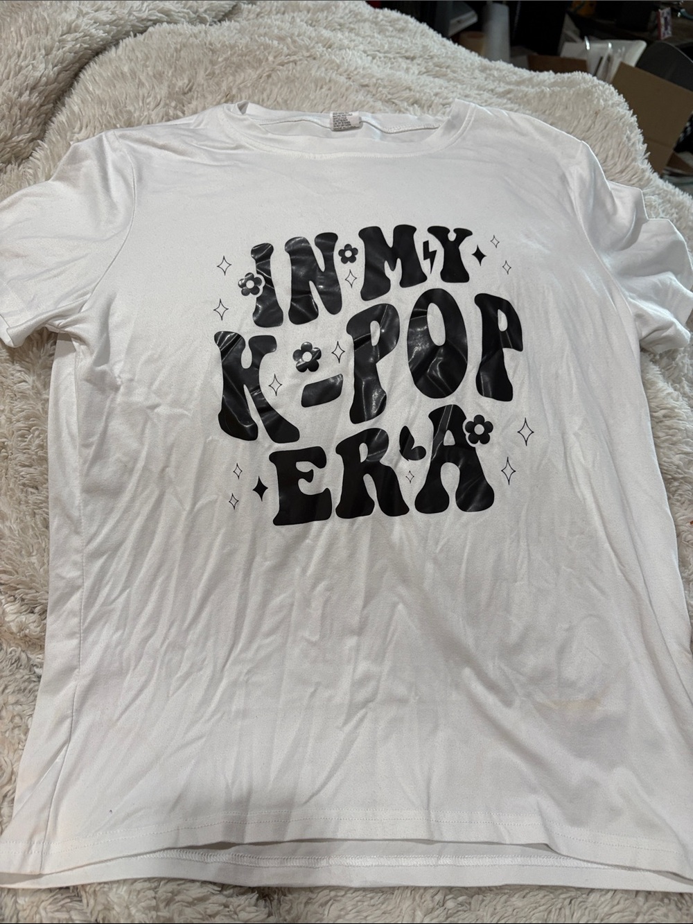 White Short-Sleeve Graphic Tee — "In My K-Pop Era"